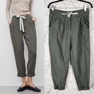 Wilfred Green Tencel Linen Blend High Rise Drawstring Allant Pants